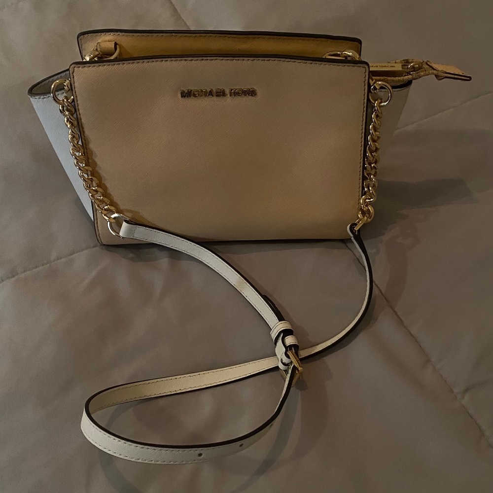 Michael Kors Cream and Brown Crossbody Bag